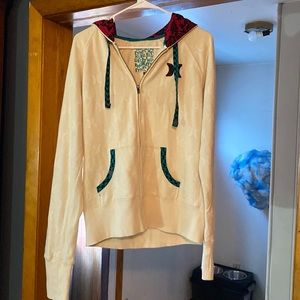 Large hurley hoodie off white with pink and teal green has never been used